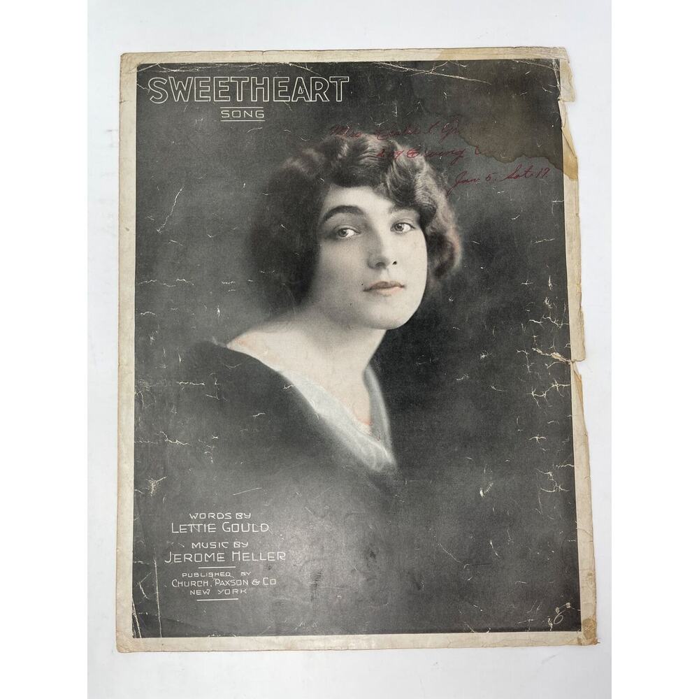 1916 Sweetheart Song Sheet Music Lettie‎ Gould Jerome Heller